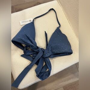 NWT Bellissima Bikini Halter Wrap Around Swarovski Crystal Rhinestones Swim Top